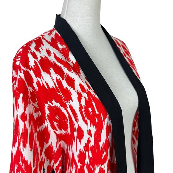 Chico's | Travelers Collection S/M Orange Black Ikat Print Open Layering Kimono - Picture 7 of 11